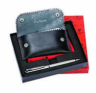Leather Business Card Holder + Pen